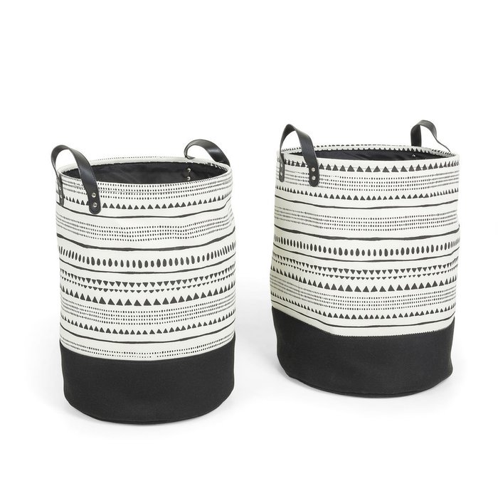 Комплект из двух корзин Kamura черно-белого цвета - купить Плетеные корзины по цене 5490.0