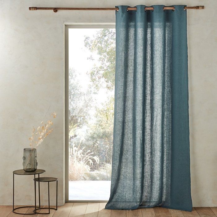 Штора из льна Romane 140x260 синего цвета Штора из льна Romane 140x260 синего цвета