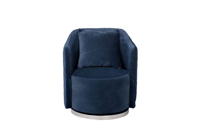 Кресло вращающееся из велюра темно-синего цвета