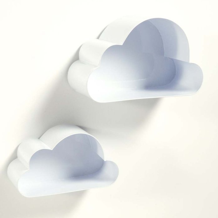 Комплект из двух полок в виде облаков Spacielle белого цвета