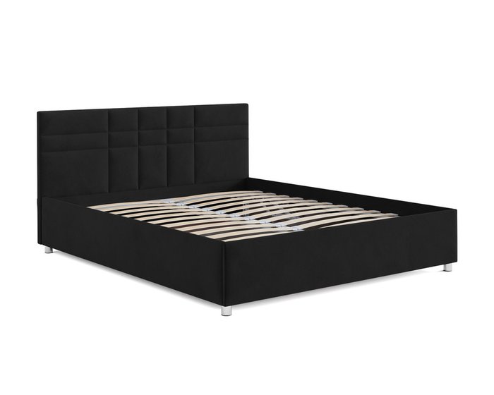 Кровать Нью-Йорк 140х190 черного цвета с подъемным механизмом (велюр) - лучшие Кровати для спальни в INMYROOM