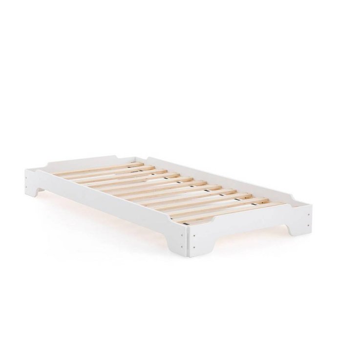 Кровать штабелируемая с основой под матрас Egzigu 90x190 белого цвета - лучшие Одноярусные кроватки в INMYROOM
