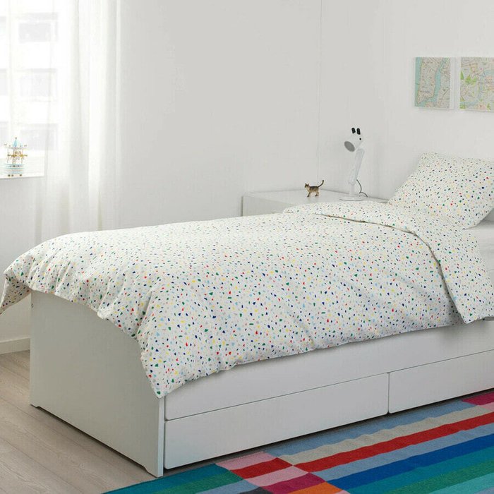 Комплект постельного белья из 2 предметов, белый/мозаика, 140х200/80х80 см - лучшие Комплекты в INMYROOM