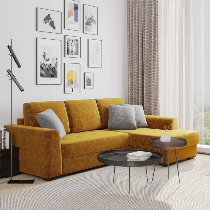 Угловой диван-кровать Монтана желтого цвета - купить Угловые диваны по цене 152091.0