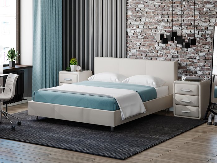 Кровать Novo 140х200 кремового цвета - купить Кровати для спальни по цене 27200.0