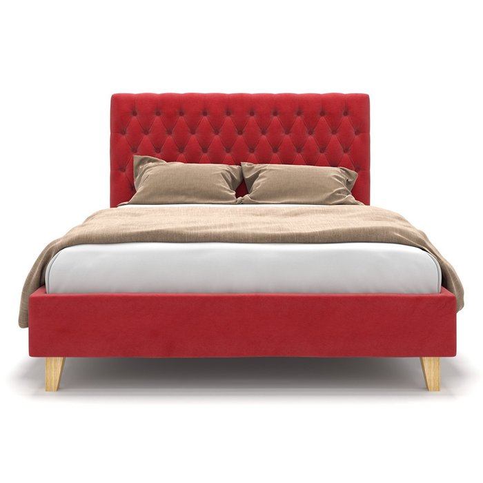 Кровать Emily красного цвета на ножках 140х200 - купить Кровати для спальни по цене 55900.0
