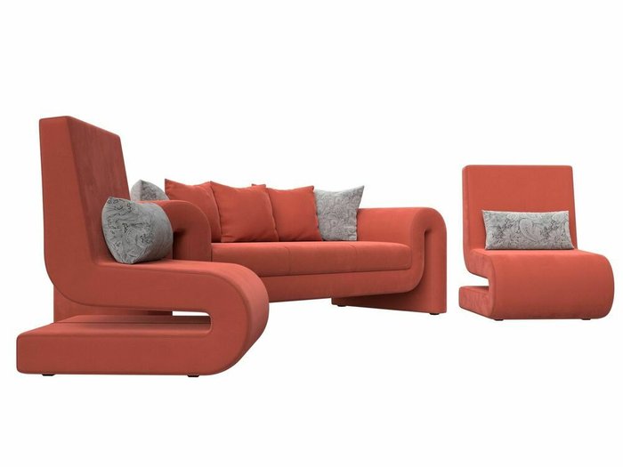 Набор мягкой мебели Волна 1 кораллового цвета - лучшие Комплекты мягкой мебели в INMYROOM