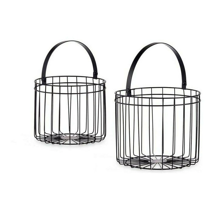 Корзина Чёрный Металл 25 x 35 x 25  цилиндрически (2 pcs)