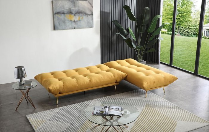 Угловой диван-трансформер Savona желтого цвета - лучшие Угловые диваны в INMYROOM