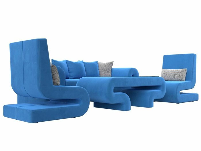Набор мягкой мебели Волна 2 голубого цвета - лучшие Комплекты мягкой мебели в INMYROOM