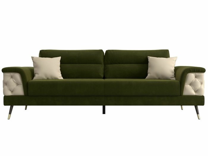 Прямой диван-кровать Лига 023 зелено-бежевого цвета - купить Прямые диваны по цене 67999.0