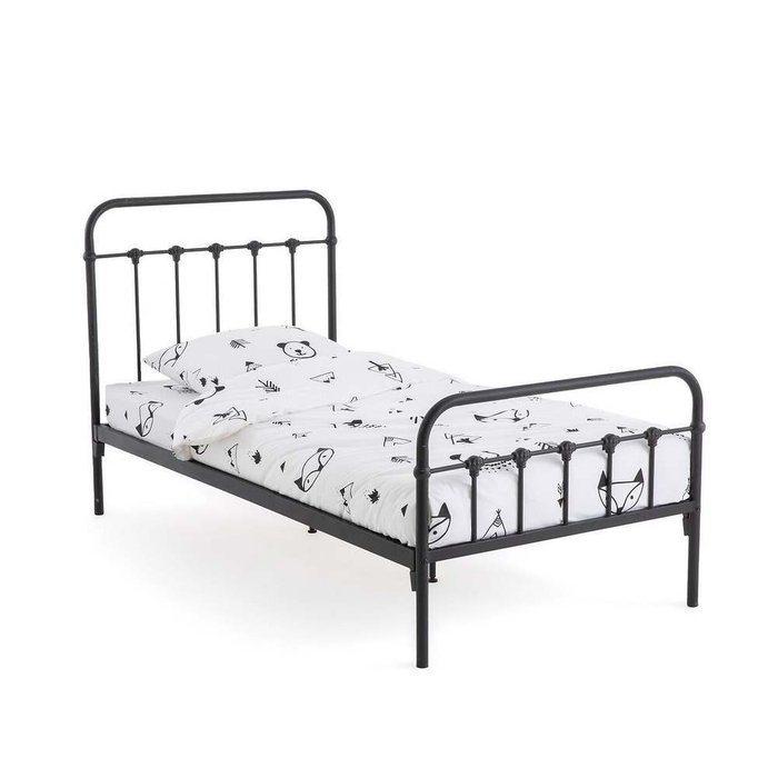 Кровать детская с прутьями Asper 90x190 черного цвета