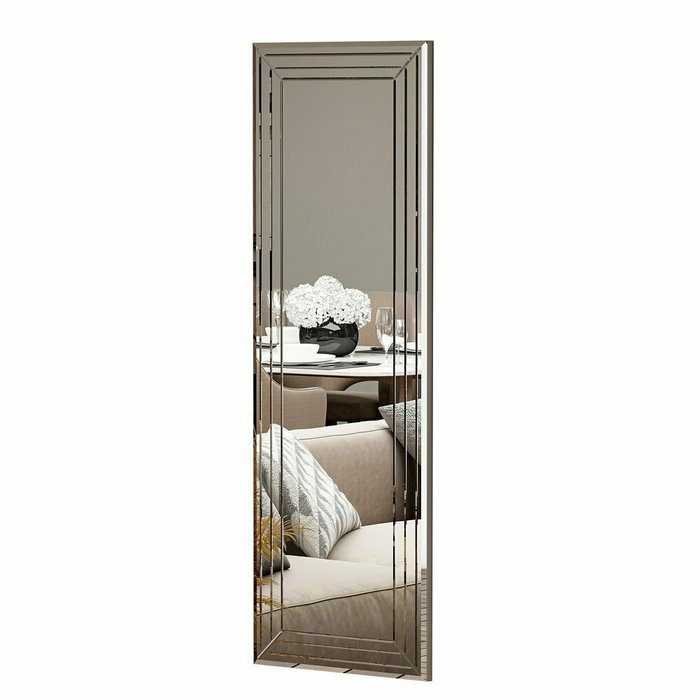 Настенное зеркало Decor 40х120 в раме белого цвета - купить Настенные зеркала по цене 27606.0