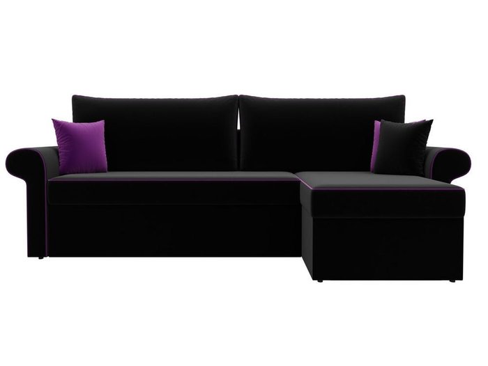 Угловой диван-кровать Милфорд черного цвета правый угол - купить Угловые диваны по цене 43990.0