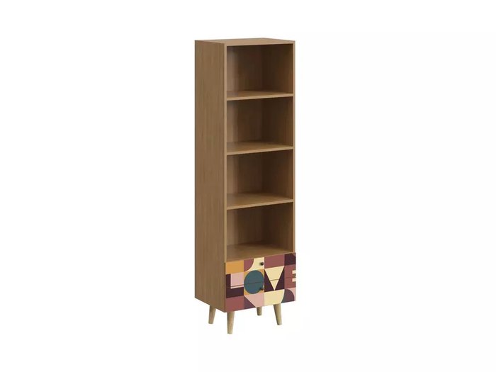 Книжный шкаф Frida с принтом Love и деревянными ножками