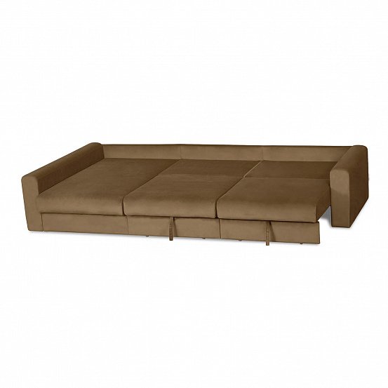 Угловой диван-кровать Мэдисон Лувр коричневого цвета большой - лучшие Угловые диваны в INMYROOM