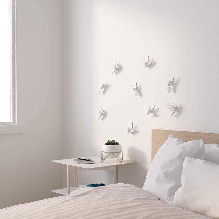Декор для стен hummingbird из девяти элементов белого цвета - купить Декор стен по цене 990.0