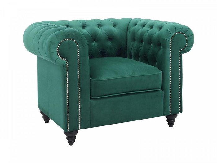 Кресло Chester Classic зеленого цвета с черными ножками  - купить Интерьерные кресла по цене 69210.0