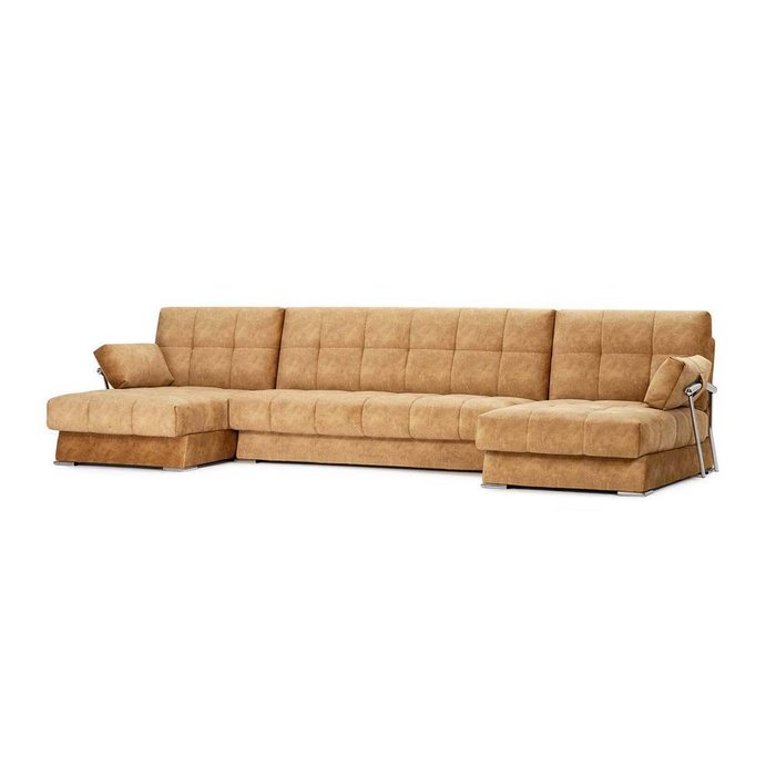 П-образный модульный диван-кровать Дудинка  Ламбре светло-коричневого цвета - купить Угловые диваны по цене 92990.0