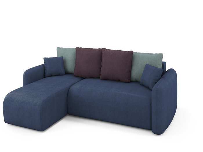 Угловой раскладной диван Arti левый синего цвета