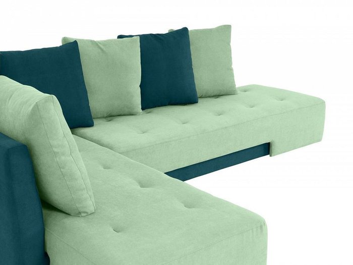Угловой диван-кровать London сине-салатового цвета - лучшие Угловые диваны в INMYROOM
