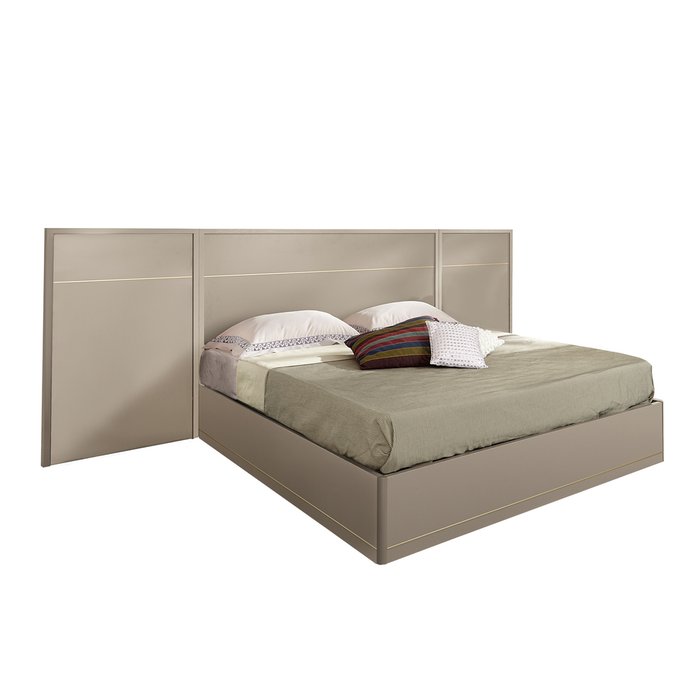 Кровать с подъемным механизмом и молдингом Palmari 160х200 бежевого цвета