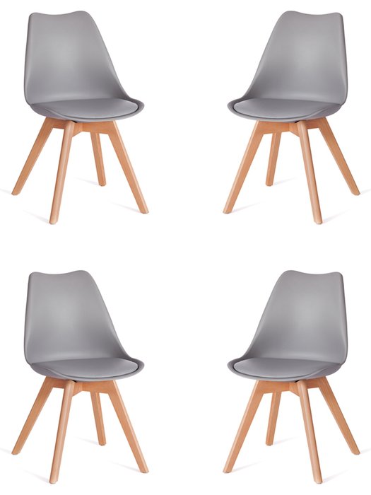 Набор из четырех стульев Tulip серого цвета