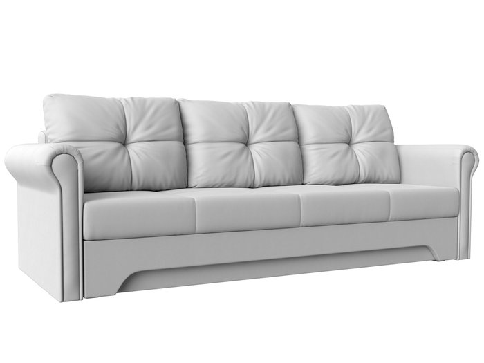 Прямой диван-кровать Европа белого цвета (экокожа)