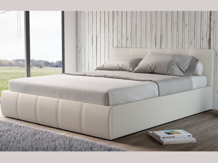 Кровать с подъемным механизмом Верона 180х200 молочного цвета - лучшие Кровати для спальни в INMYROOM