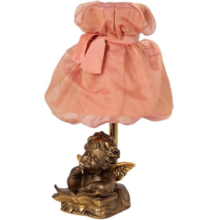 Настольная лампа Ангел Поэт цвета персик с бронзовым основанием