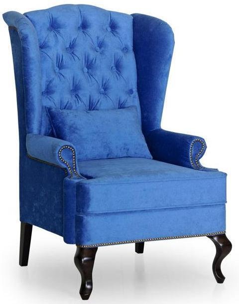 Кресло каминное Largo с ушками дизайн 30 синего цвета