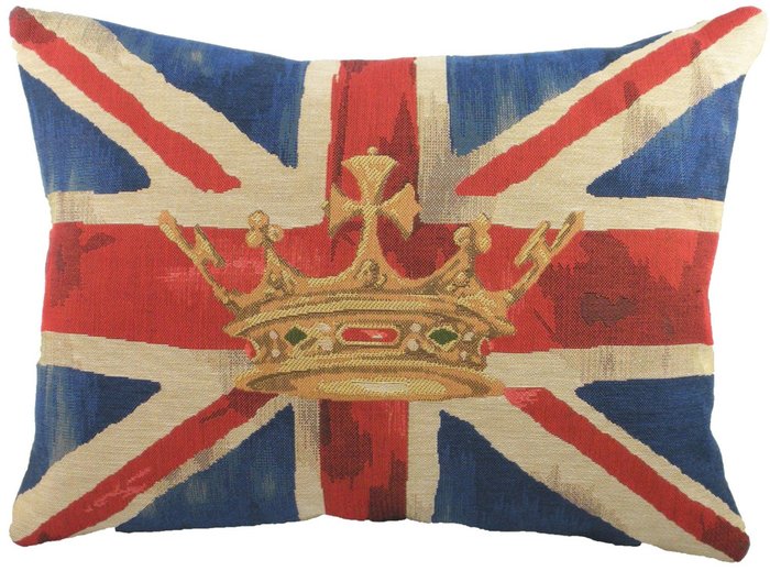 Большая подушка с британским флагом Crown Blue 