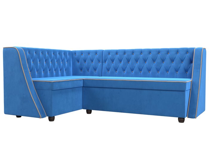 Кухонный угловой диван Лофт голубого цвета левый угол