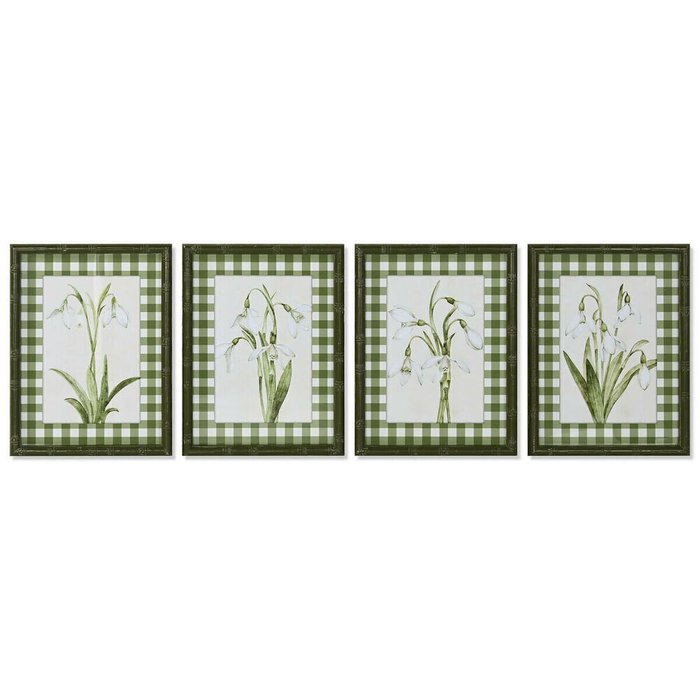 Картина Зеленый Бежевый Shabby Chic Ботанические растения 30 x 2,5 x 40 cm (4 штук)