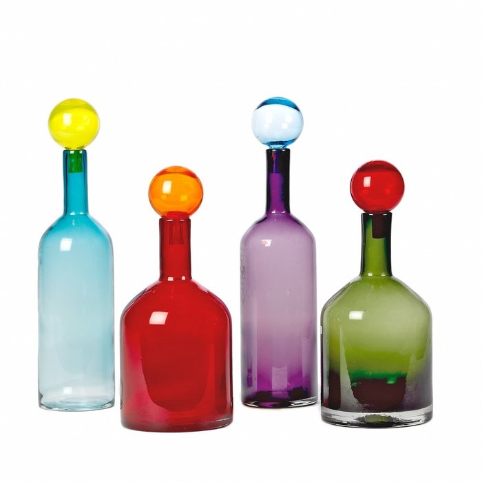 Сэт из четырех бутылочек из разноцветного стекла