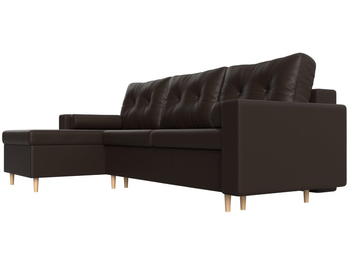 Угловой диван-кровать Белфаст коричневого цвета (экокожа) левый угол - лучшие Угловые диваны в INMYROOM