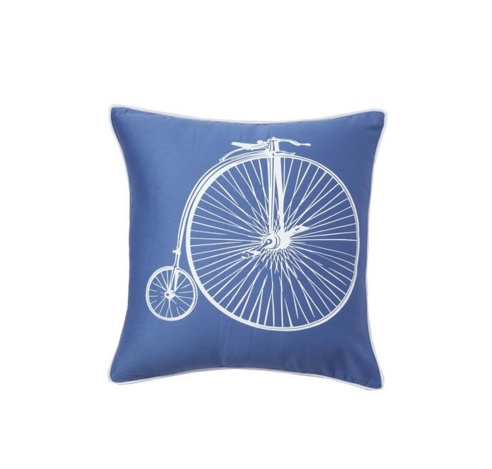 Подушка с принтом Retro Bicycle Blue 