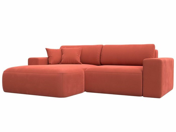 Угловой диван-кровать Лига 036 Классик кораллового цвета левый угол