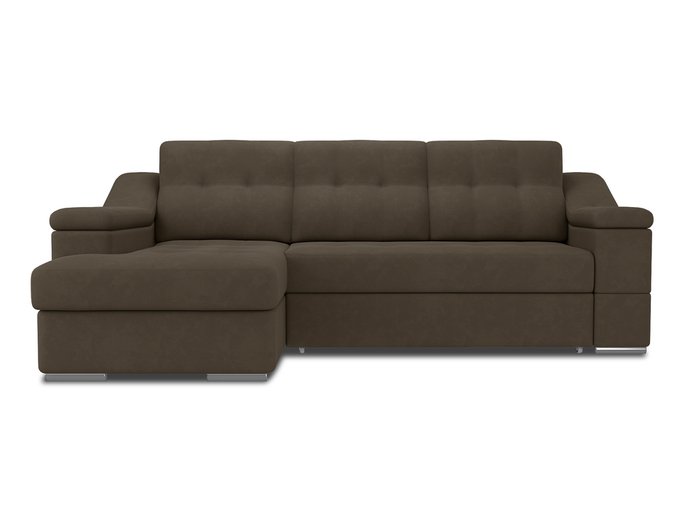 Угловой диван-кровать левый Liverpool темно-коричневого цвета