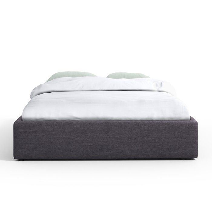 Кровать с реечным дном и ящиком внутри Papilla 140x190 серого цвета - купить Кровати для спальни по цене 39870.0
