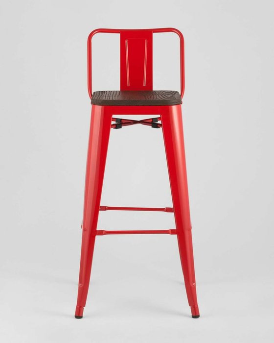 Стул барный Tolix Wood красного цвета - лучшие Барные стулья в INMYROOM