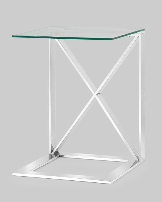 Приставной столик Кросс серебряного цвета - купить Кофейные столики по цене 11990.0