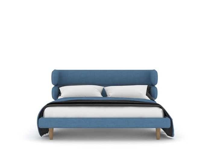 Кровать Бабл 160х200 синего цвета без подъемного механизма - купить Кровати для спальни по цене 50000.0