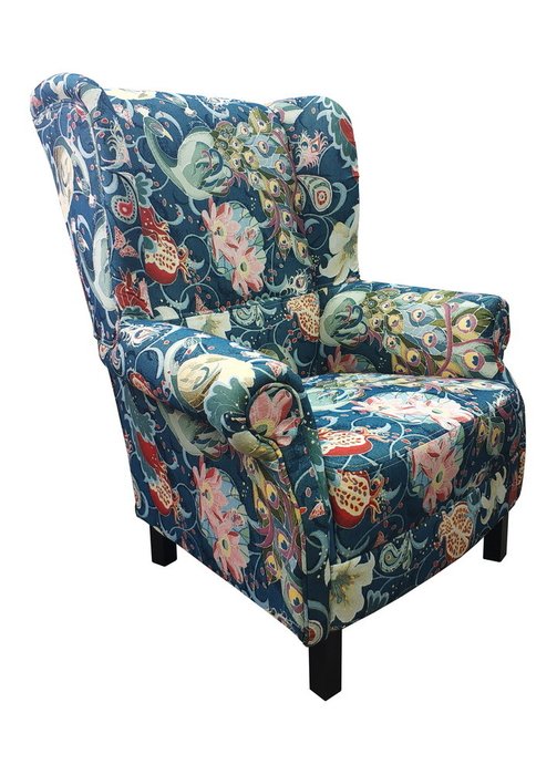 Кресло Райский сад синего цвета с рисунком - купить Интерьерные кресла по цене 41600.0