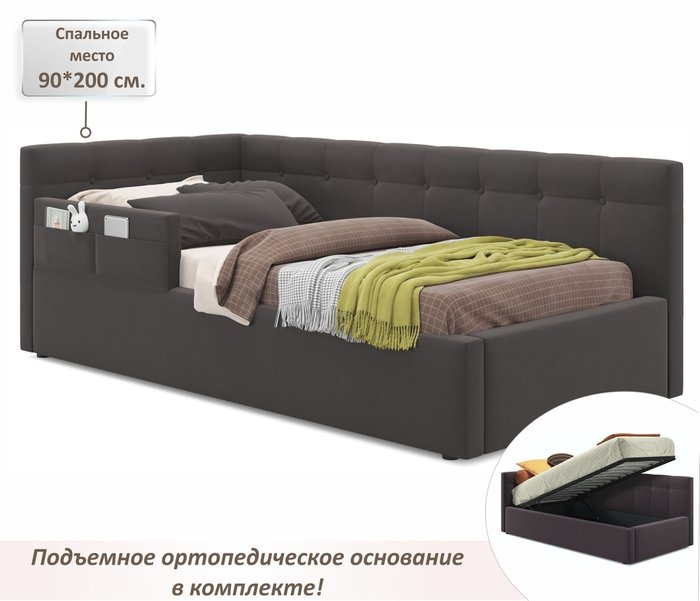 Детская кровать Bonna 90х200 темно-коричневого цвета с подъемным механизмом - купить Одноярусные кроватки по цене 24100.0