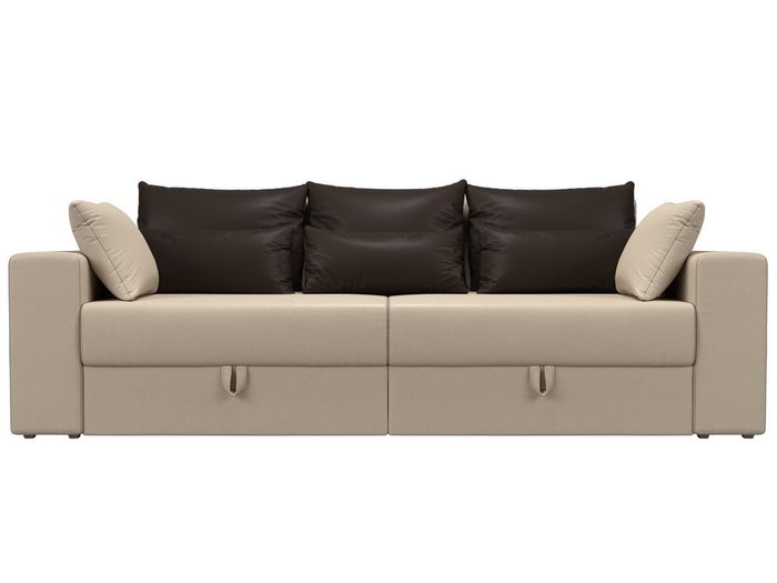 Прямой диван-кровать Мэдисон бежево-коричневого цвета (экокожа) - купить Прямые диваны по цене 32990.0