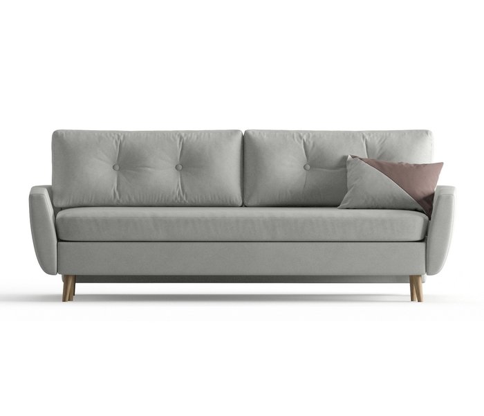 Диван-кровать Авиньон в обивке из велюра светло-серого цвета - купить Прямые диваны по цене 36990.0