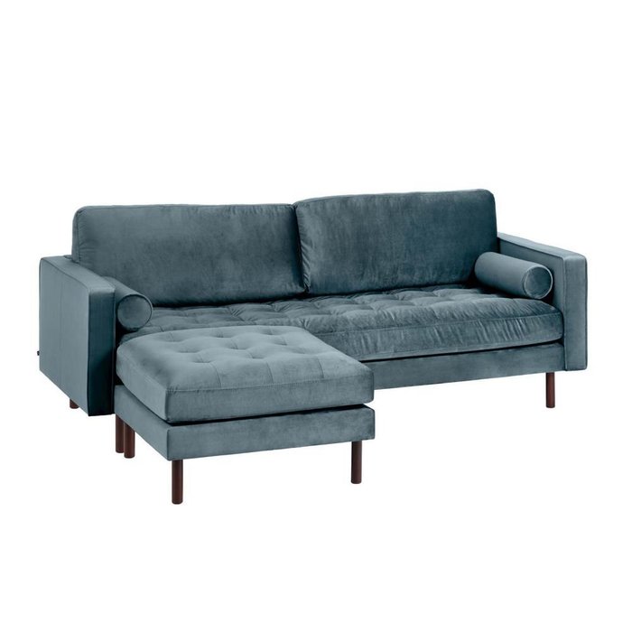 Прямой диван Bogart Turquoise velvet с пуфом - купить Прямые диваны по цене 205990.0