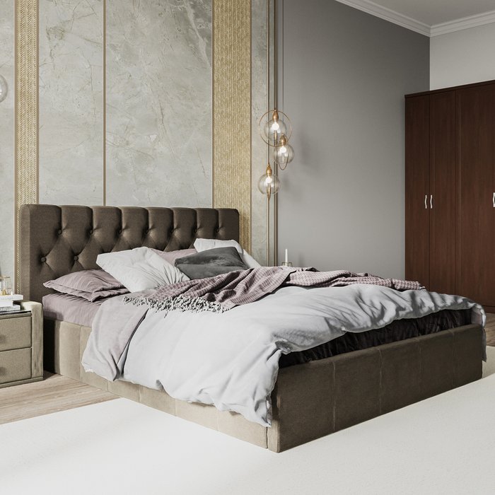 Кровать Инуа 180х200 коричневого цвета с подъемным механизмом  - купить Кровати для спальни по цене 48964.0