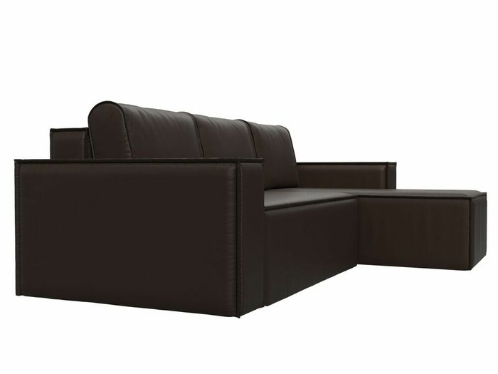 Угловой диван-кровать Куба темно-коричневого цвета (экокожа) правый угол - лучшие Угловые диваны в INMYROOM